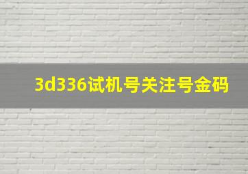 3d336试机号关注号金码