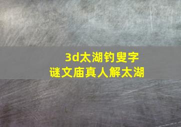 3d太湖钓叟字谜文庙真人解太湖