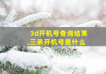 3d开机号查询结果,三弟开机号是什么