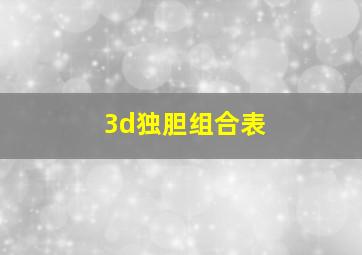 3d独胆组合表