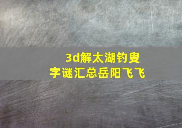 3d解太湖钓叟字谜汇总岳阳飞飞