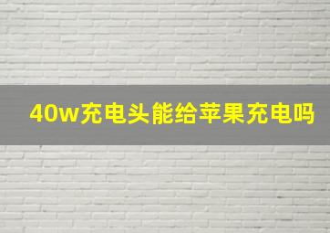 40w充电头能给苹果充电吗