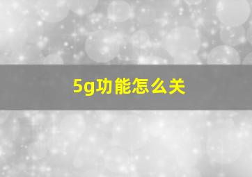 5g功能怎么关