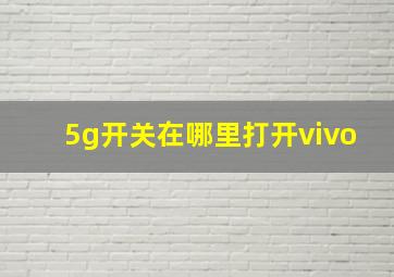 5g开关在哪里打开vivo