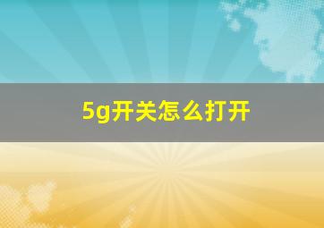 5g开关怎么打开