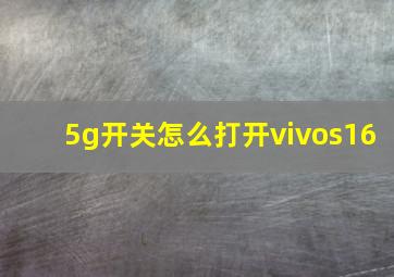 5g开关怎么打开vivos16