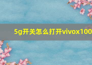 5g开关怎么打开vivox100