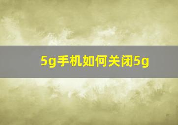 5g手机如何关闭5g