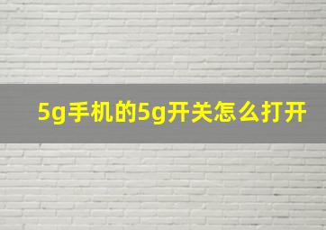 5g手机的5g开关怎么打开