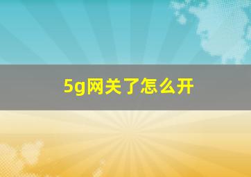 5g网关了怎么开