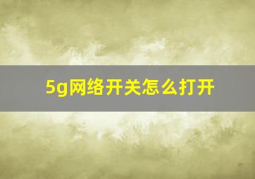 5g网络开关怎么打开