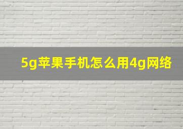 5g苹果手机怎么用4g网络