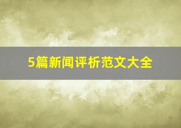 5篇新闻评析范文大全