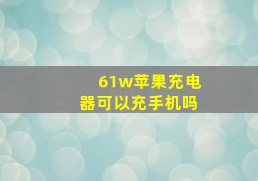 61w苹果充电器可以充手机吗