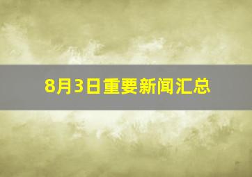 8月3日重要新闻汇总