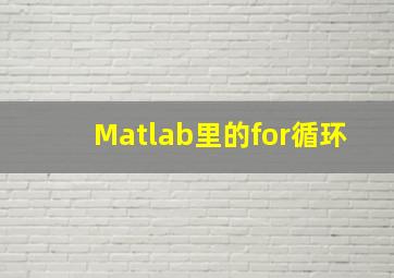 Matlab里的for循环