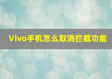 Vivo手机怎么取消拦截功能