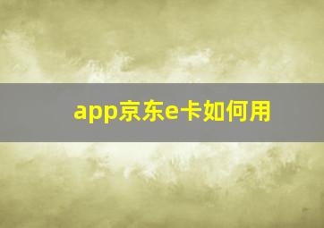 app京东e卡如何用