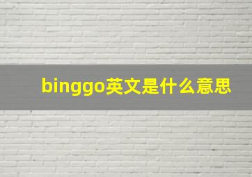 binggo英文是什么意思