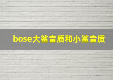 bose大鲨音质和小鲨音质