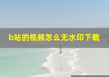 b站的视频怎么无水印下载