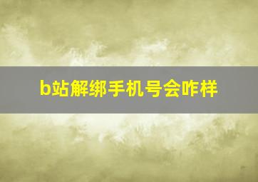 b站解绑手机号会咋样