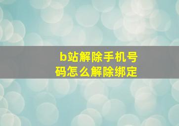 b站解除手机号码怎么解除绑定