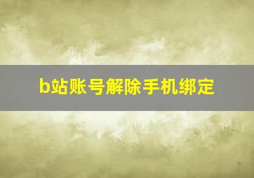 b站账号解除手机绑定