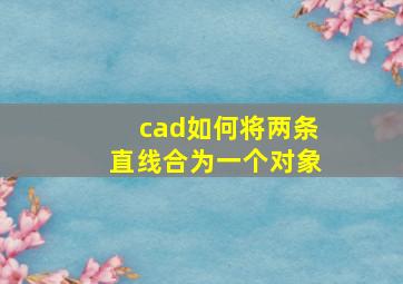 cad如何将两条直线合为一个对象