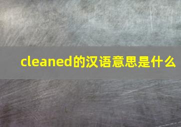 cleaned的汉语意思是什么