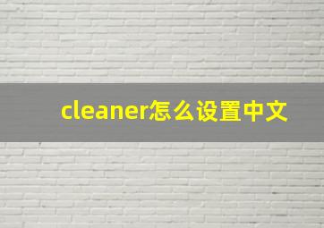 cleaner怎么设置中文