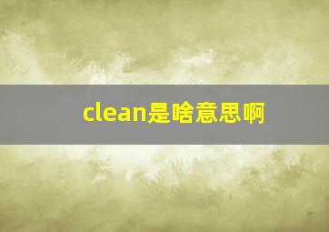 clean是啥意思啊