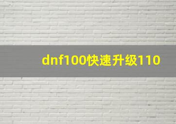 dnf100快速升级110