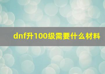 dnf升100级需要什么材料