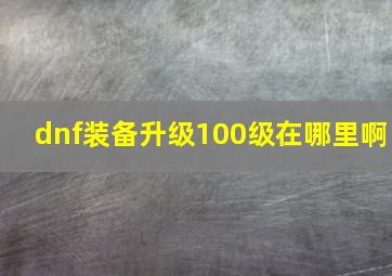 dnf装备升级100级在哪里啊