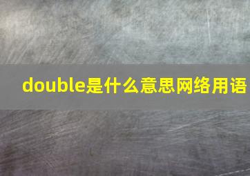 double是什么意思网络用语