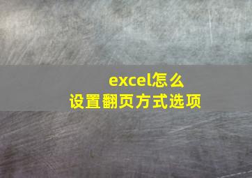 excel怎么设置翻页方式选项