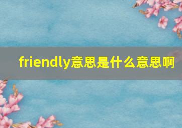 friendly意思是什么意思啊