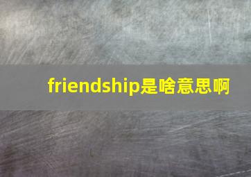 friendship是啥意思啊