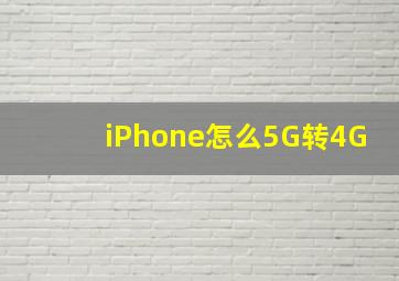 iPhone怎么5G转4G