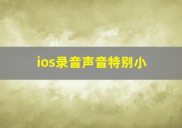 ios录音声音特别小