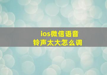 ios微信语音铃声太大怎么调