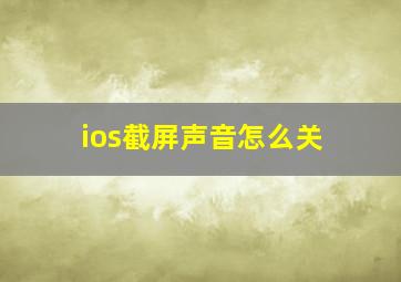 ios截屏声音怎么关