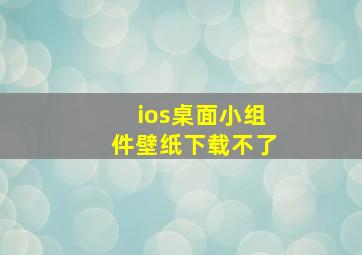 ios桌面小组件壁纸下载不了