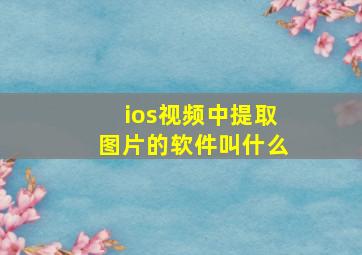 ios视频中提取图片的软件叫什么