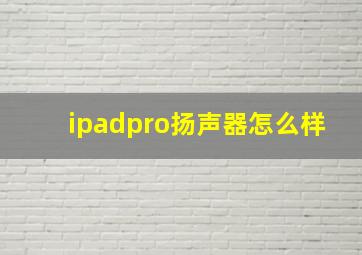 ipadpro扬声器怎么样