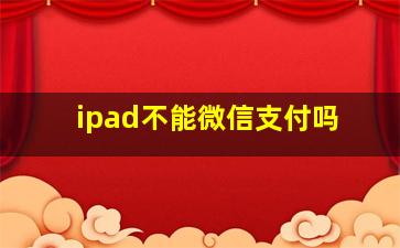 ipad不能微信支付吗