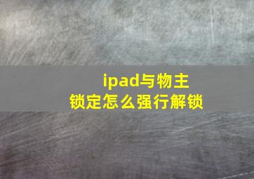 ipad与物主锁定怎么强行解锁