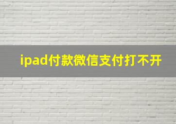 ipad付款微信支付打不开