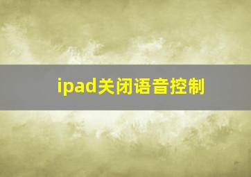 ipad关闭语音控制